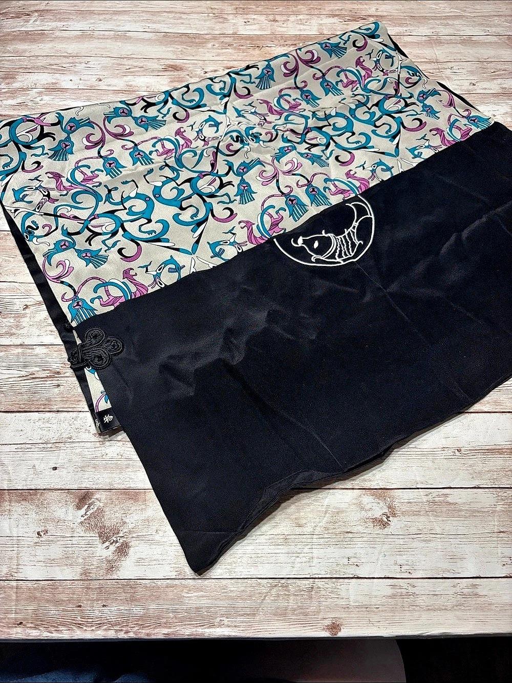 100% Silk Handmade Silk Abstract Print Scarf Vintage With pockets